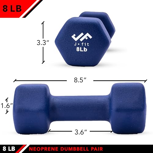 JFIT Neoprene Dumbbell (Set of 2), 8 LBS - Image 2