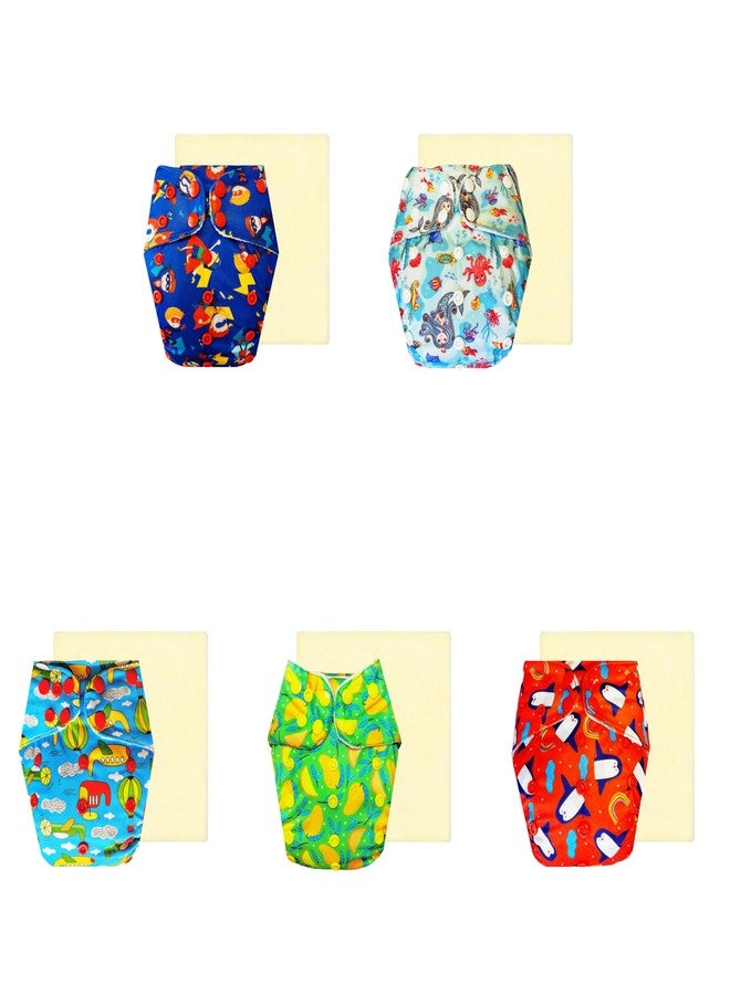 Dumbledo Elite Cloth Diaperwith Magical Soaker (Pack of 5) | Hypoallergenic | 6-Layer Absorbent Pad | Easy to Clean | All-Day Wear | 3 Months - 3 Years | Unisex Baby - Image 1