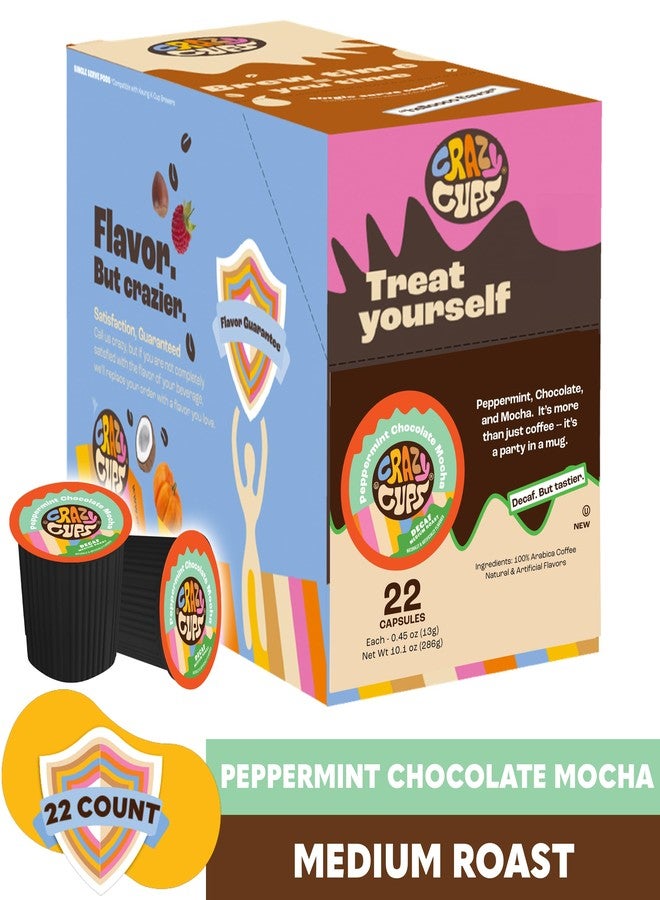 Crazy Cups Decaf Flavored Coffee Pods, Peppermint Chocolate Mocha, Decaffeinated Coffee for Keurig K Cups Machines, Medium Roast, 22 Count - Image 2