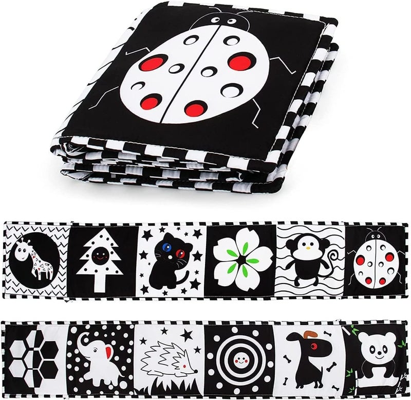 Black and White Cloth Book - BPA-Free Soft Fabric Sensory Book for Infants 0-12 Months - Image 1