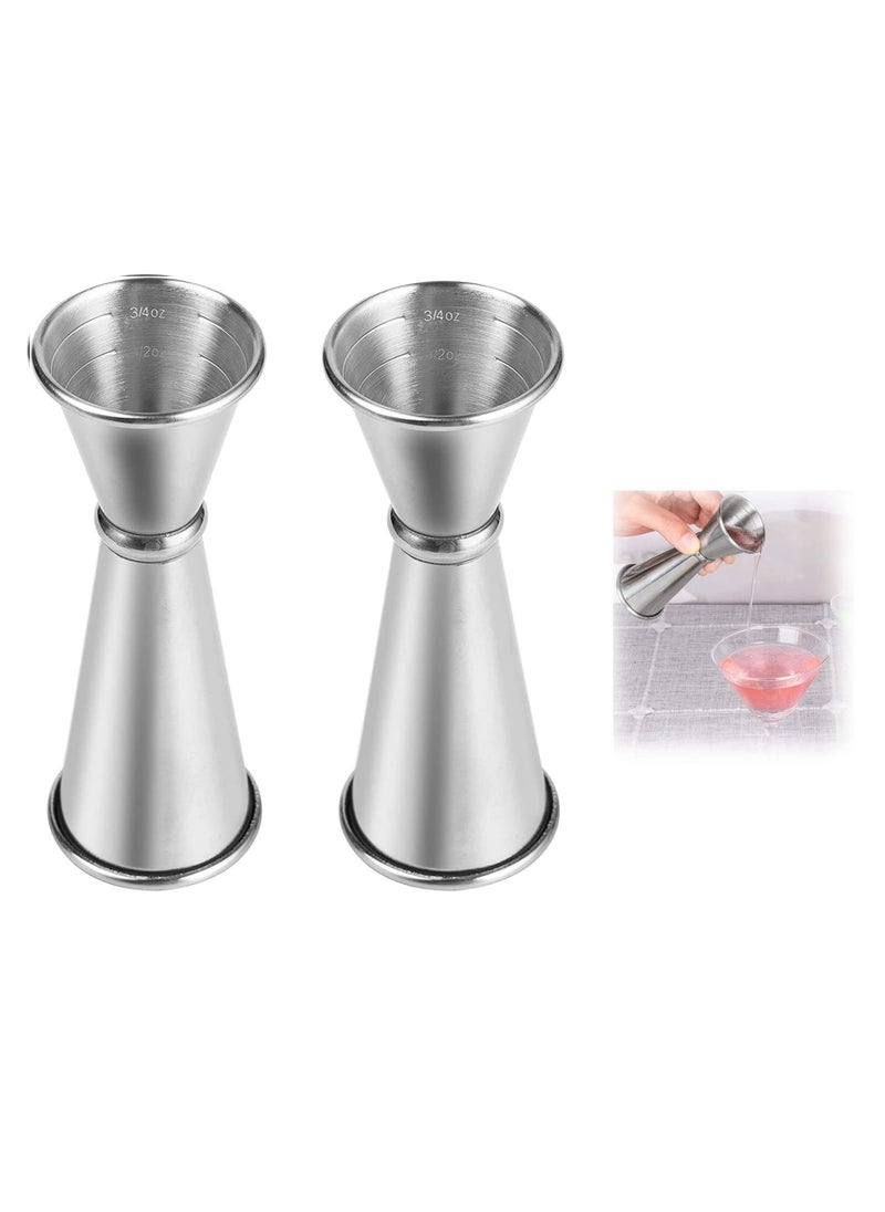 Generic - Double Jigger for Bartending Jigger 2 oz 1 oz  tail Jigger Japanese Jigger Bar Jigger  tail Measuring Jigger Liquor Measuring Jigger with Measurements Inside 2PCS - Image 1