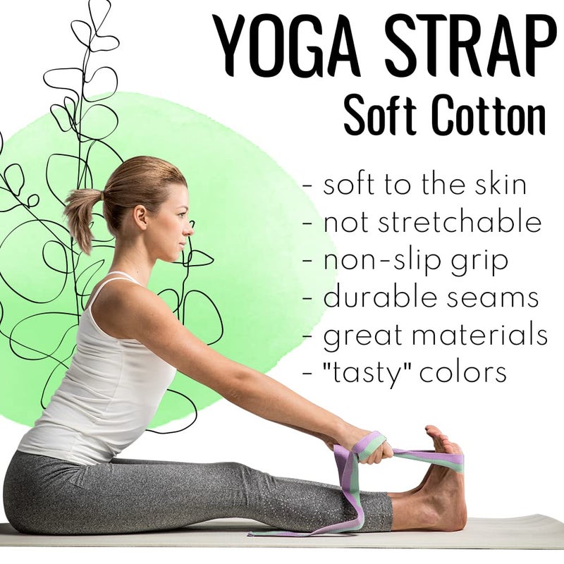 TECEUM [New 2022] Yoga Strap â€“ 100% Cotton â€“ 6 ft 8 ft 10 ft (6+ Colors) â€“ Adjustable Non-Slip Belt for Daily Yoga, Pilates, Stretching, Physical Therapy, Fitness & Home Workout â€“ for All Levels - Image 4