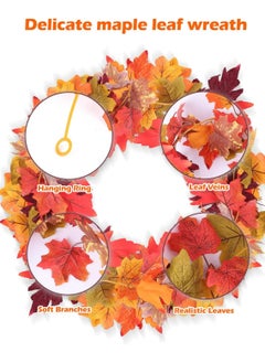 Oasisgalore 2 Pack Fall Garland with Artificial Leaves for Home and Festival Decor, Mantle and Front Door Decoration  - Image 2