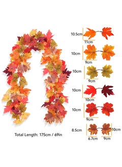 Oasisgalore 2 Pack Fall Garland with Artificial Leaves for Home and Festival Decor, Mantle and Front Door Decoration  - Image 3