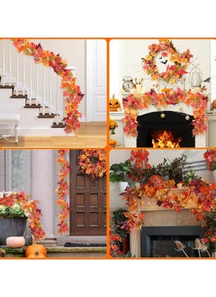 Oasisgalore 2 Pack Fall Garland with Artificial Leaves for Home and Festival Decor, Mantle and Front Door Decoration  - Image 5