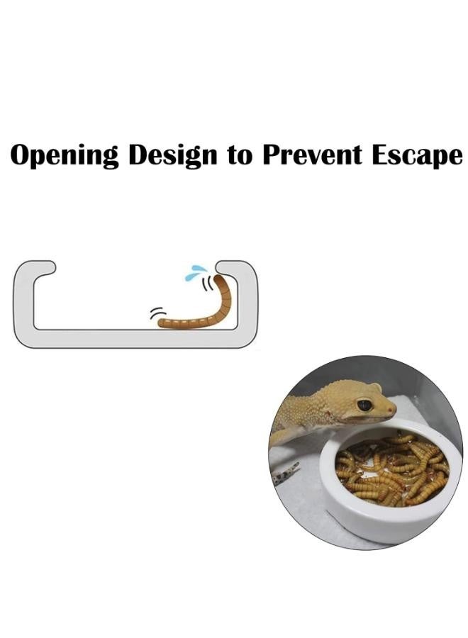 وعاء طعام الزواحف مصنوع من السيراميك، وعاء تغذية مياه صغير مضاد للهروب، وعاء تغذية زواحف صغير للسحالي، والوزغ، وما إلى ذلك، دائري أبيض 13 × 2.8 سم - Image 3