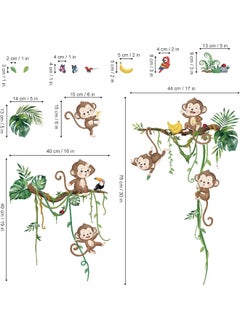 decalmile decalmile Jungle Monkey Climbing Tree Wall Decals Jungle Animals Vine Leaves Wall Stickers Baby Nursery Kids Room Living Room Wall Decor  - Image 5