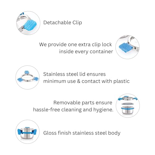 STEELLOCK PRO Stainless Steel Container/Dabba with Steel Lid Airtight for Food Storage, Easy to Carry, Leak Proof and Stackable (SLP-111/150 ML). - Image 4