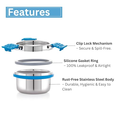 STEELLOCK PRO Stainless Steel Container/Dabba with Steel Lid Airtight for Food Storage, Easy to Carry, Leak Proof and Stackable (SLP-111/150 ML). - Image 3