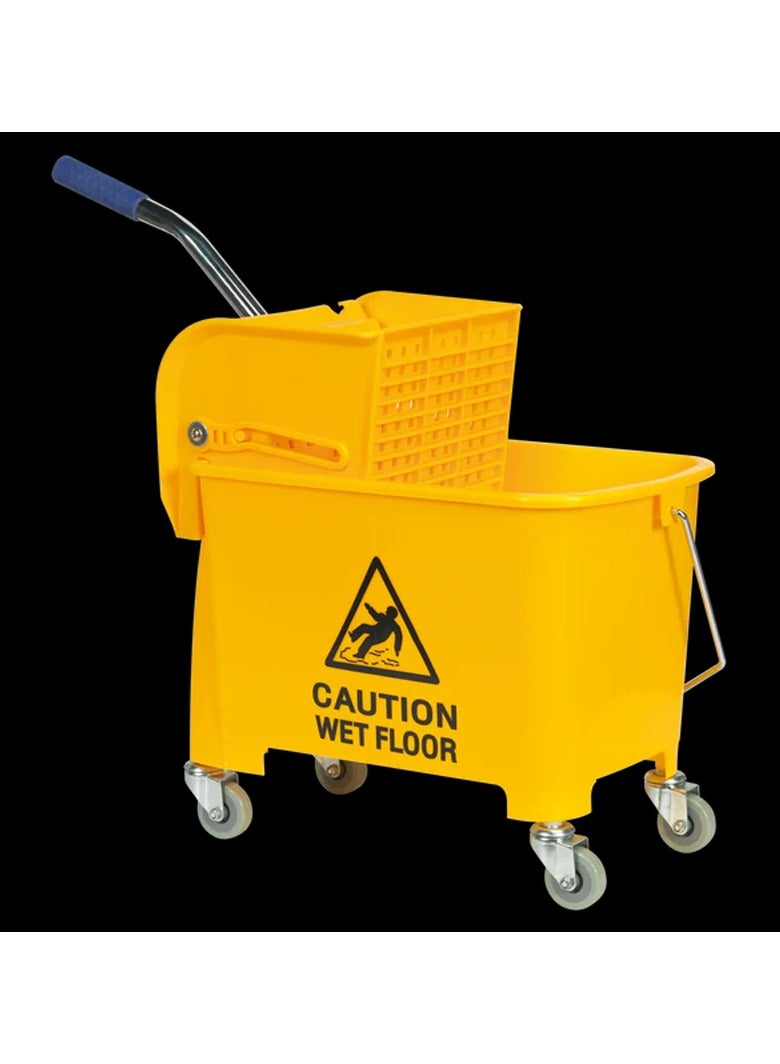 DubaiGallery Singhal Plastic Single Bucket Mop Wringer Trolley, 20 L Capacity, Yellow - Image 2