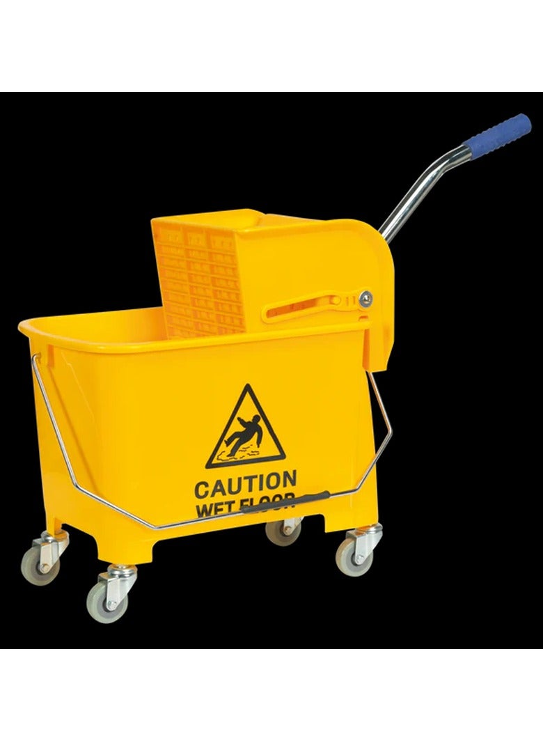 DubaiGallery Singhal Plastic Single Bucket Mop Wringer Trolley, 20 L Capacity, Yellow - Image 3