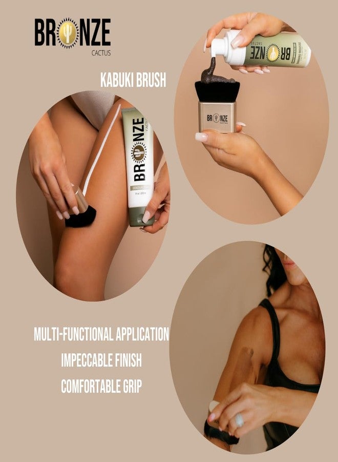 Bronze Cactus Flat Top Kabuki Makeup Blending Brush, Premium Quality Synthetic with Super Soft Bristles, Non-Absorbent Material, Multipurpose Cosmetic Makeup Brush, Self Tanning Applicator Brush - Image 4