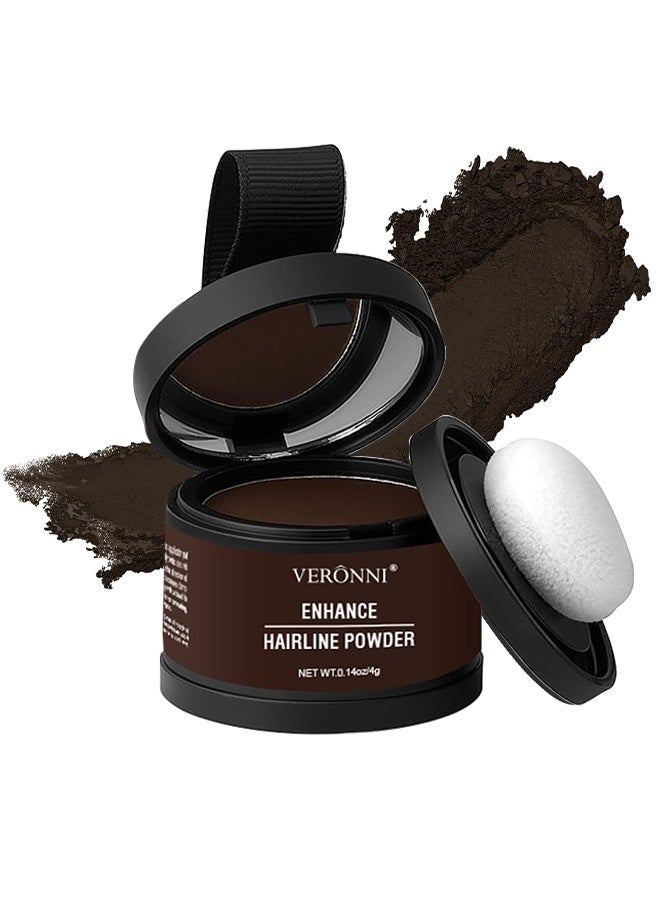 فيروني بودرة لمسات شعر الجذور، بودرة ظل خط الشعر، بودرة خط الشعر تخفي الفور، حجم فوري وتغطية فروة الرأس للشعر الخفيف، عناية سريعة وكاملة، مقاومة للماء والعرق بنسبة 100% (بني داكن) - Image 1