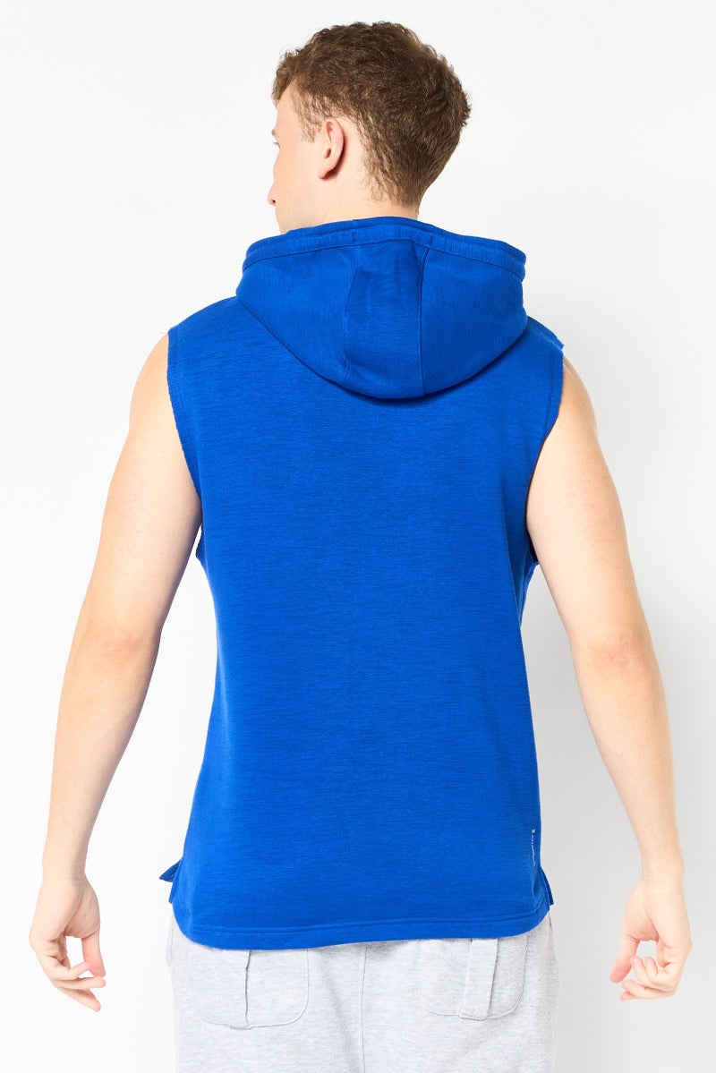 UNDER ARMOUR Men Loose Fit Sleeveless Training Hoodie, Blue - Image 4