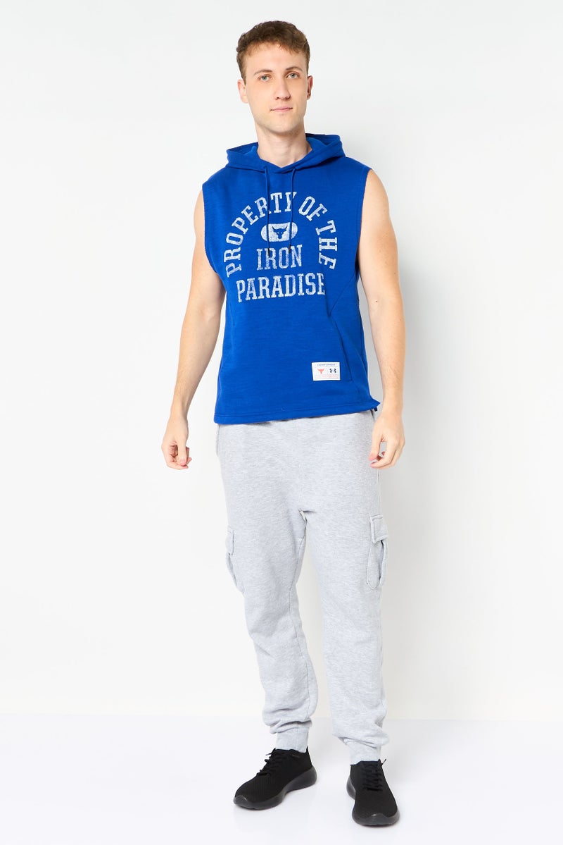 UNDER ARMOUR Men Loose Fit Sleeveless Training Hoodie, Blue - Image 2
