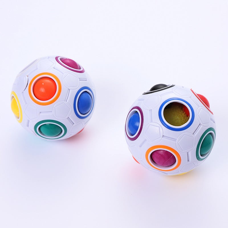 Rainbow Ball Magic Cube 12-Hole Stress Relief Puzzle Toy - Image 3