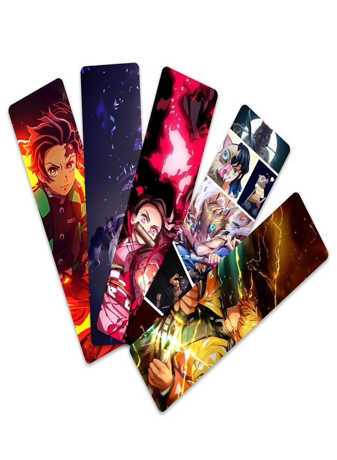 OneOclock Anime Bookmarks Pack of 5 Decorative Bookmarks - Best Anime Gift for Readers, Book Enthusiast & Friends I Anime Fans I Stationery Items, Tanjiro, Nezuko, Inosuke, Zenitsu, Shinobu (Demon Slayer) - Image 3