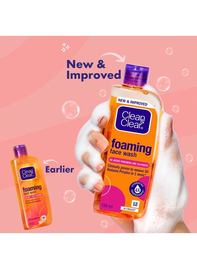 Clean & Clear Foaming Face Wash For Oily Skin, 150ml - Image 3