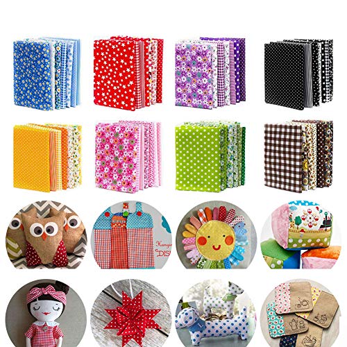 OJYUDD 150Pcs 4" x 4" (10cm x 10cm) Cotton Craft Fabric Bundle Squares,Squares Sheets Patchwork,Pre-Cut Quilt Squares,DIY Sewing Quarters Bundle,Quilting Fabric Bundles - Image 1