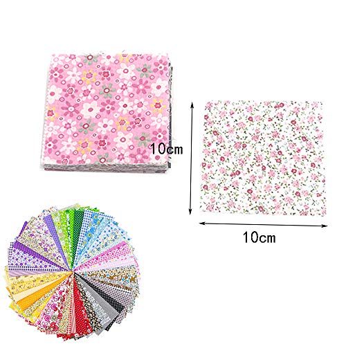 OJYUDD 150Pcs 4" x 4" (10cm x 10cm) Cotton Craft Fabric Bundle Squares,Squares Sheets Patchwork,Pre-Cut Quilt Squares,DIY Sewing Quarters Bundle,Quilting Fabric Bundles - Image 2