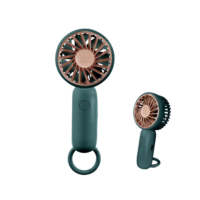 Portable handheld fan, mini USB rechargeable fan, three-speed wind adjustment, 800mah, (continuous operation for 2-5 hours when fully charged, depending on wind speed) buckle can be hung in a bag, suitable for men and women traveling and camping outdoors, Green - Image 1