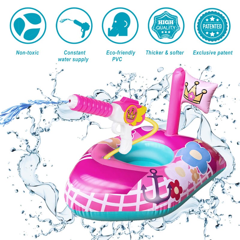 10Leccion Inflatable Pool Floats Kids-Girls Pool Toys for Toddlers Ages 3-8, Kids Floats for Swimming Pool, Pink Princess Pool Floaties for Summer Water Toys - Image 2