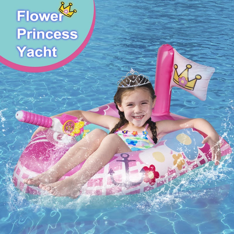 10Leccion Inflatable Pool Floats Kids-Girls Pool Toys for Toddlers Ages 3-8, Kids Floats for Swimming Pool, Pink Princess Pool Floaties for Summer Water Toys - Image 4