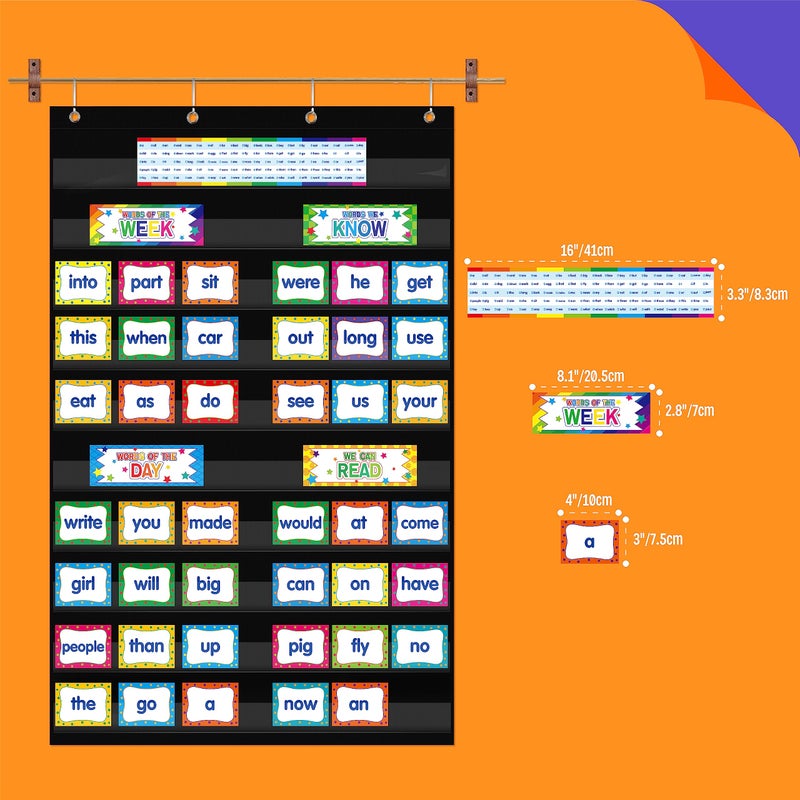 SpriteGru First Sight Word Cards, 100 First Word Cards & 96 Double-Side Erasable Blank One Pocket Chart Cards for Beginning Reading, Sight Reading, Early-Reading, Students Classroom Home School Use - Image 4