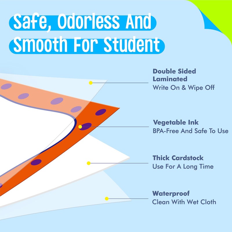SpriteGru First Sight Word Cards, 100 First Word Cards & 96 Double-Side Erasable Blank One Pocket Chart Cards for Beginning Reading, Sight Reading, Early-Reading, Students Classroom Home School Use - Image 3