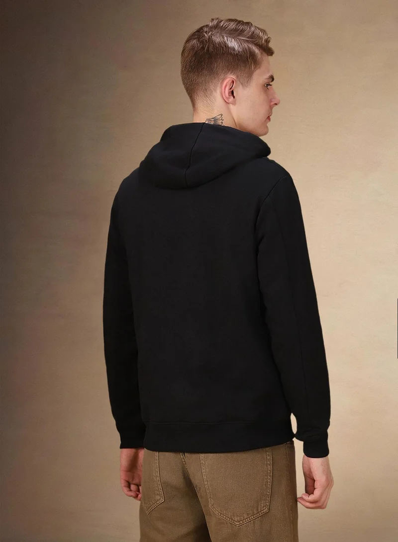 Dennis Lingo Men's Black Polyester Blend Solid Regular Fit Sweatshirt