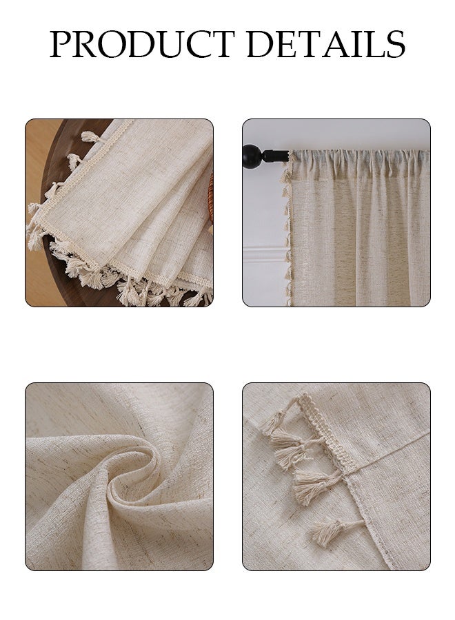 DUNISO 2 Pieces Of Blackout Curtains, Household Soundproof And Heat Insulating Curtains，Linen Curtains With Tassels, Lightweight And Breathable, Suitable For Bedroom， Living Room，Dining Rooms，Study Rooms, 140*200cm - Image 3