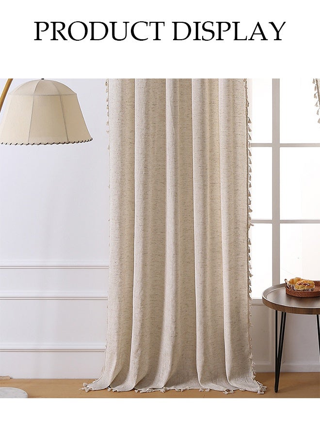 DUNISO 2 Pieces Of Blackout Curtains, Household Soundproof And Heat Insulating Curtains，Linen Curtains With Tassels, Lightweight And Breathable, Suitable For Bedroom， Living Room，Dining Rooms，Study Rooms, 140*200cm - Image 5