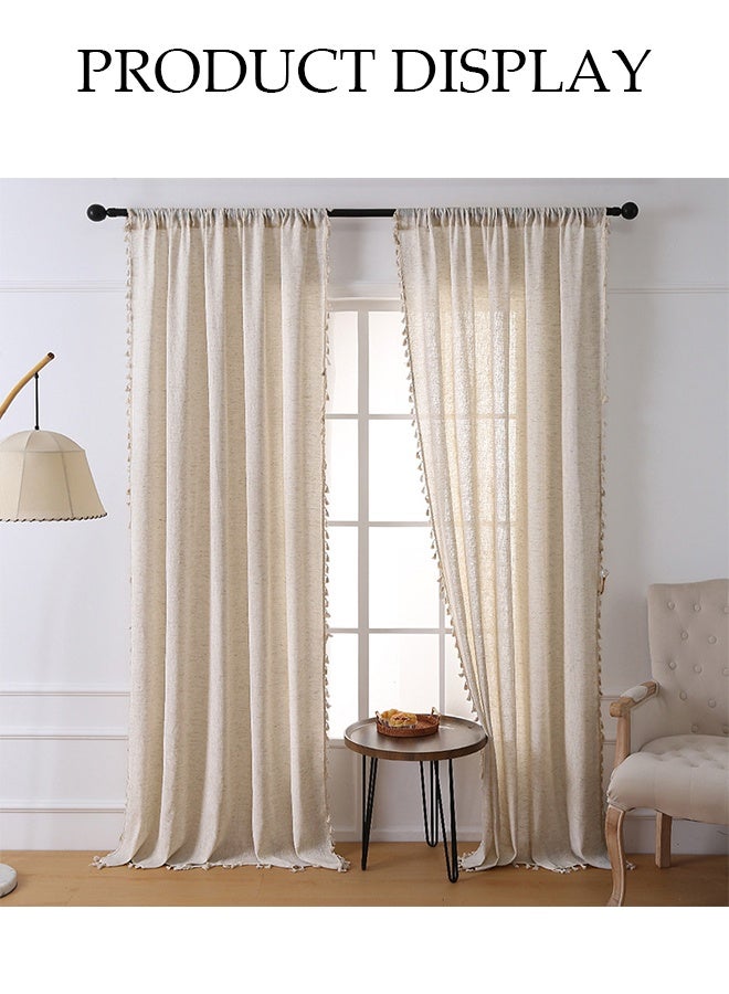 DUNISO 2 Pieces Of Blackout Curtains, Household Soundproof And Heat Insulating Curtains，Linen Curtains With Tassels, Lightweight And Breathable, Suitable For Bedroom， Living Room，Dining Rooms，Study Rooms, 140*200cm - Image 4