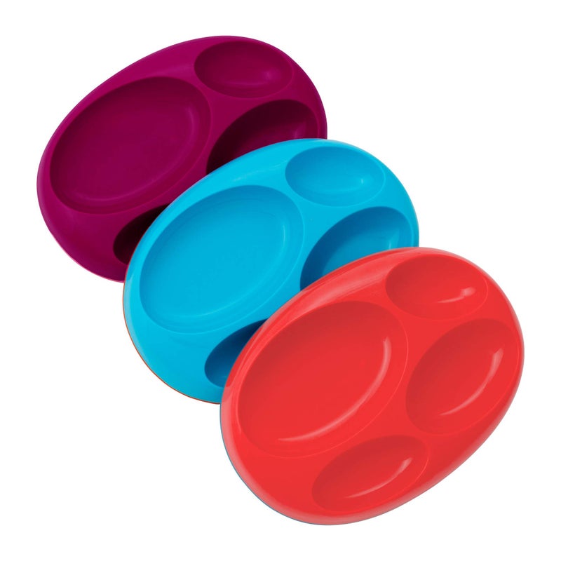 Boon Platter Edgeless Nonskid Divided Plate  Purple/Blue/Pink (Pack of 3) - Image 1