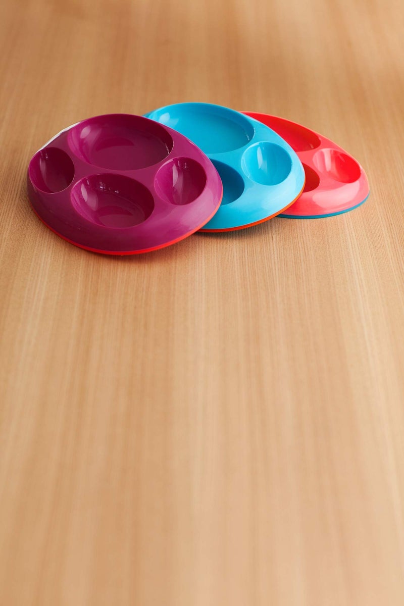 Boon Platter Edgeless Nonskid Divided Plate  Purple/Blue/Pink (Pack of 3) - Image 2