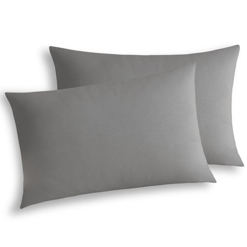 WhatsBedding Queen Jersey Knit Pillowcases Set of 2 100 Cotton Bed Pillow Cases Queen Size with ZipperSoft and Breathable 2030 inches Dark Grey