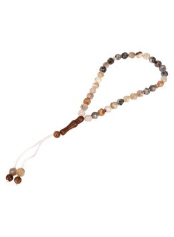 Manasek Bamboo Leaf Agate Stone Mixed Tassel Subha - 10 mm - PBAS-6300-812TR - Image 1