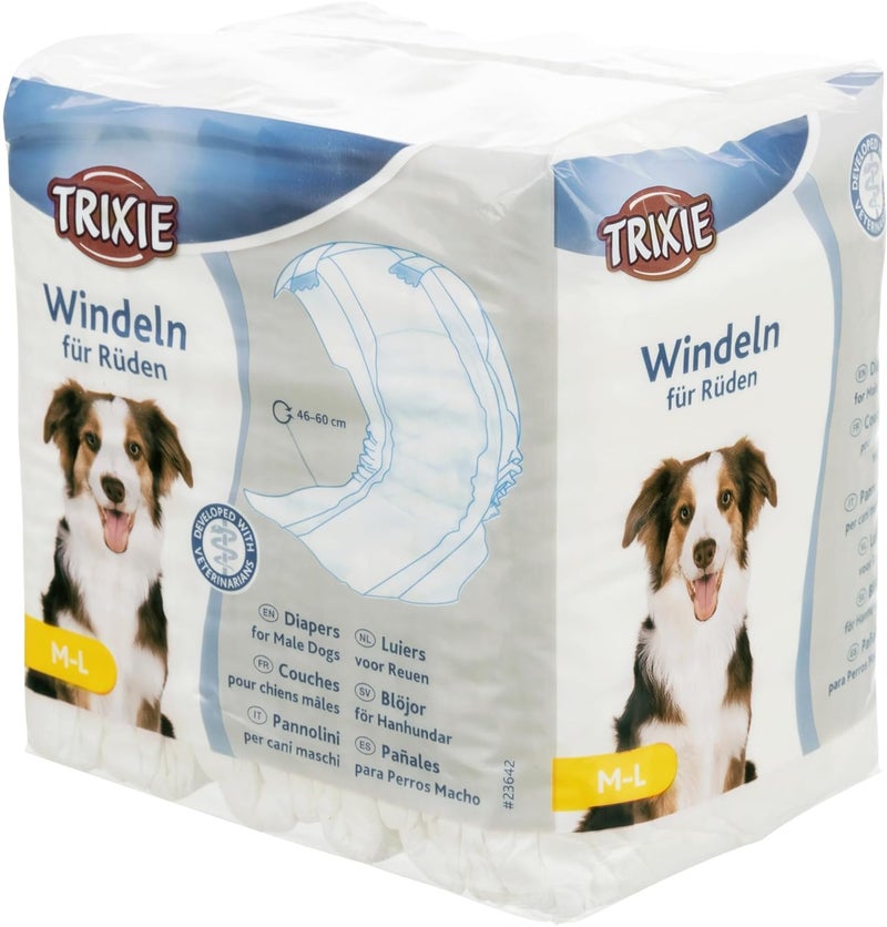 Trixie Disposable Diapers for Male Dogs -12Pcs (M-L) - Image 1