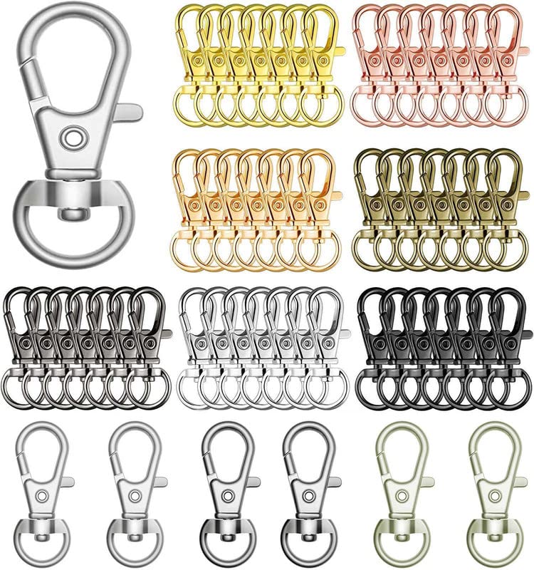 DIY Crafts 5X Swivel Snap D Hooks, Antique Gold, Keyrings & Keychains Round Swivel Snap Hooks Key Rings Metal For Lanyard, ID, Bags, Wallets, Lugg (5X Swivel Snap D Hooks, Antique Gold) - Image 1