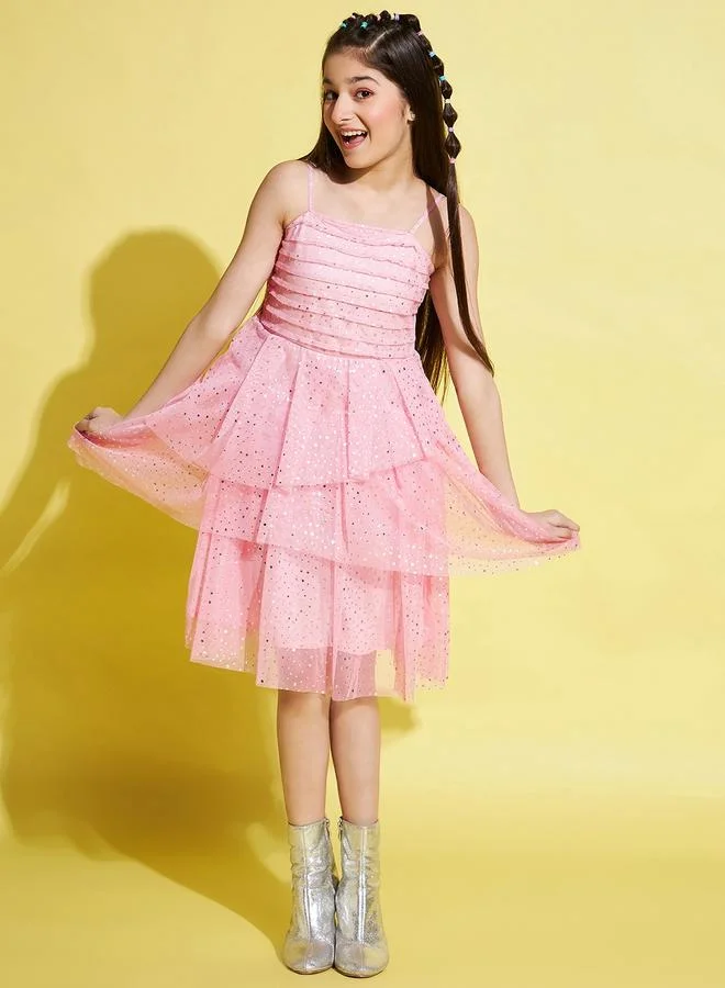 Stylo Bug Stylo Bug Star Print Mesh Insert Layered Dress