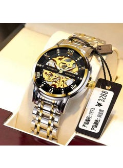 Generic New Mens Hollow Automatic Watch Calendar Waterproof Luminous Large DialHollow mechanical watch-gold black surface Hollow mechanical watch-gold black surface 