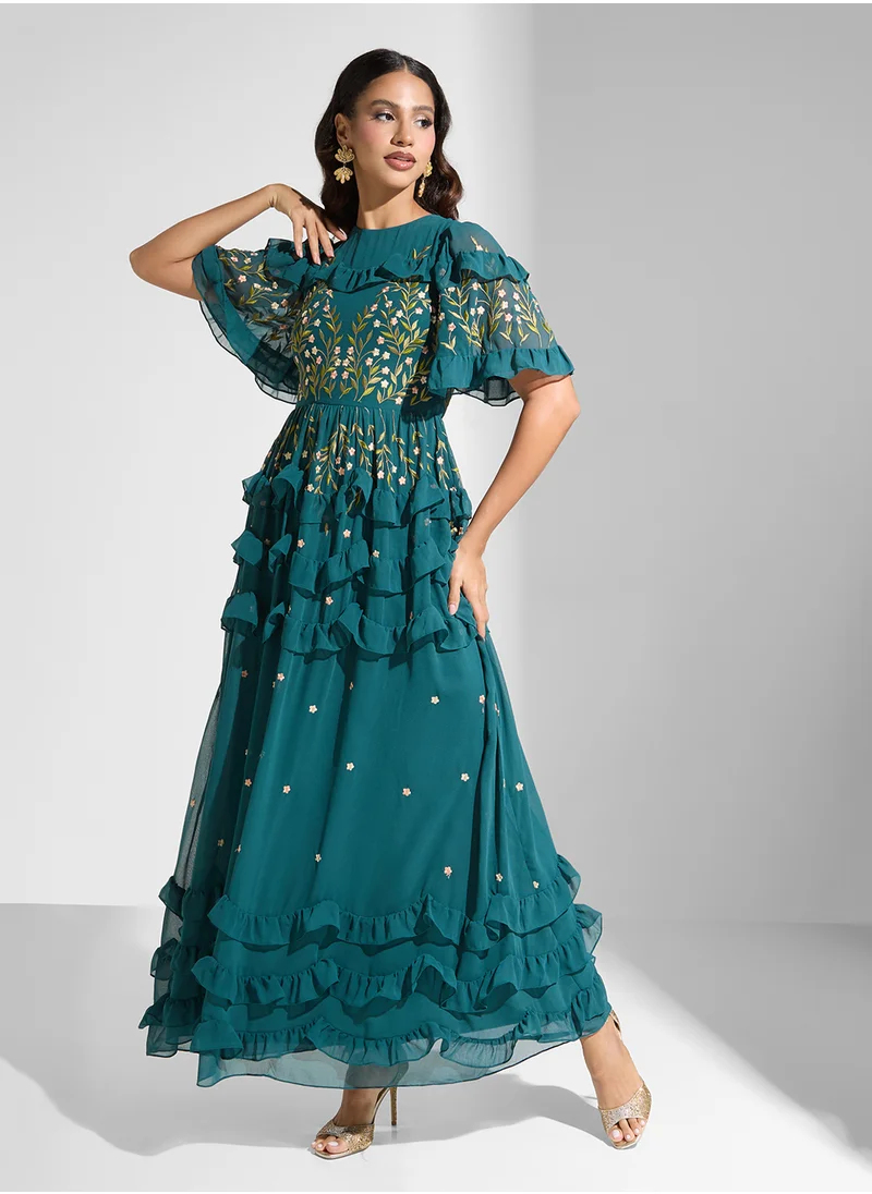 فروك اند فرل Embellished Frilled Dress