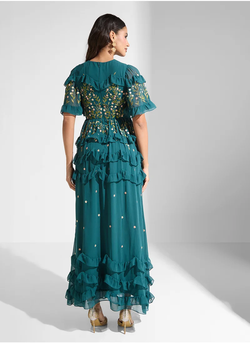 فروك اند فرل Embellished Frilled Dress