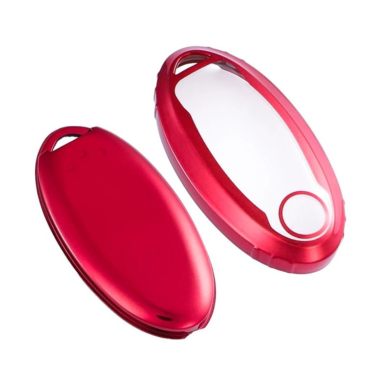 Lcyam Key Fob Cover Fits for Nissan EggShaped Transmission 2022 Altima Leaf Titan Maxima Sentra X Trail Patrol Murano Serena Armada Versa Red