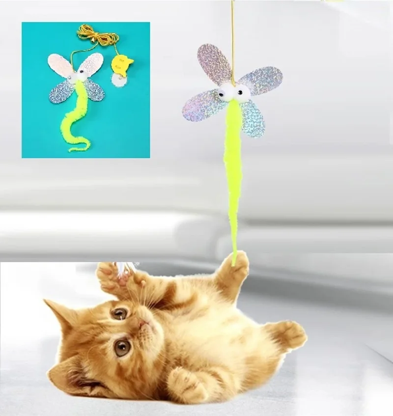 Tineke Butterfly Model Elastic Self-Adhesive Cat Play Fishing Rod