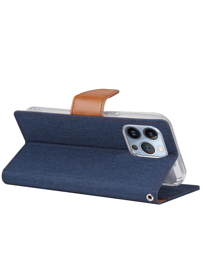 GOOSPERY Case For iPhone 14 Pro CANVAS DIARY Canvas Texture Flip Leather Phone Case  - Image 3
