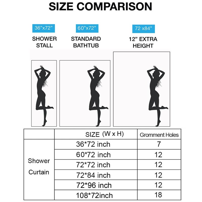 Riyidecor Riyidecor Stall Half Small Rv Shower Curtain 36Wx72H Inch Black and White Mountain Single Stand Up Camper Camp Narrow Scenery Rustic View Bathroom Decor Fabric Polyester Waterproof 7 Pack Hooks - Image 5