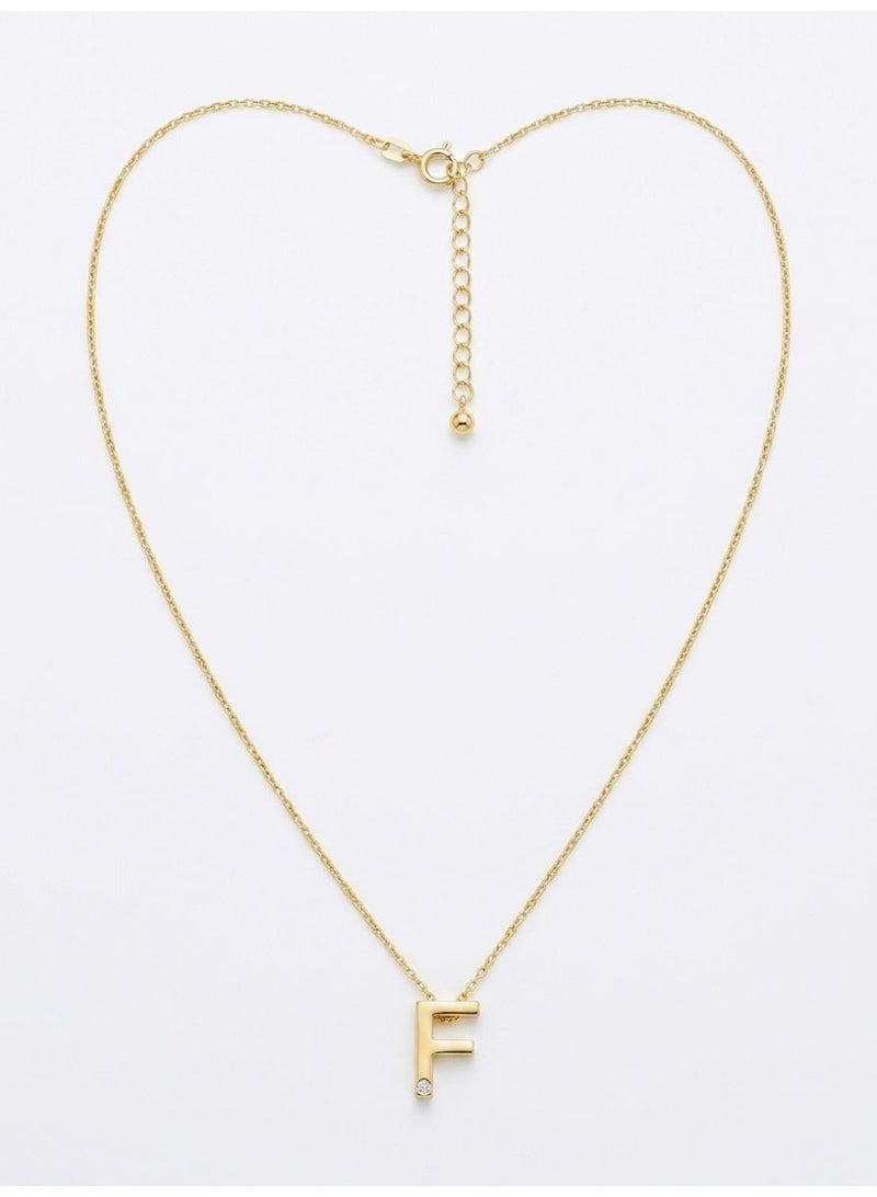 The Intermix Gems Gold Letter 'F' Pendant Necklace - Image 2