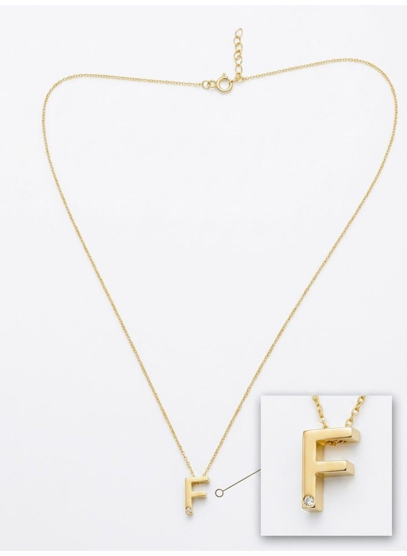 The Intermix Gems Gold Letter 'F' Pendant Necklace - Image 4