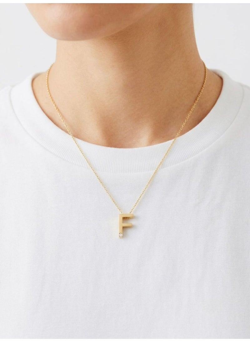 The Intermix Gems Gold Letter 'F' Pendant Necklace - Image 3